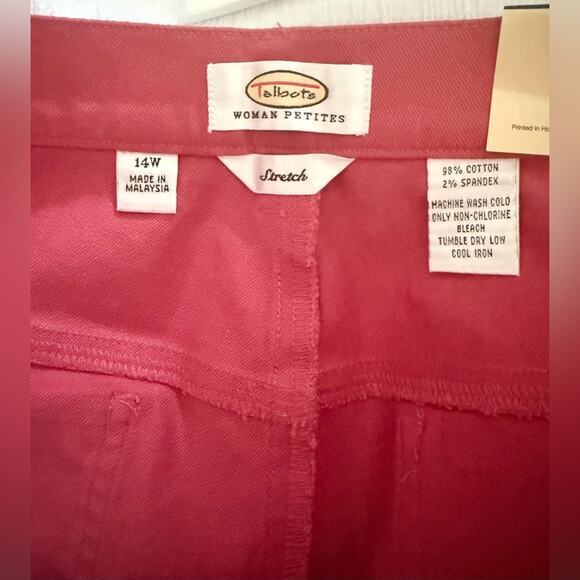 NWT Talbots Boot Cut Color Stretch Denim Jeans Salmon Pink Cotton Size 14 W - Picture 5 of 7